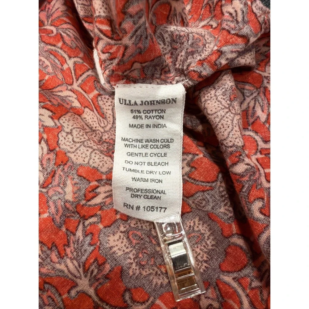Ulla Johnson‎ Red Floral Puff Sleeve Mari Top Size 10